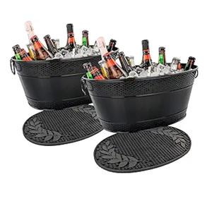 Cubo de hielo de cobre rosa con aislamiento de doble pared para fiestas, cubo de vino grande con asas - Product Image 6