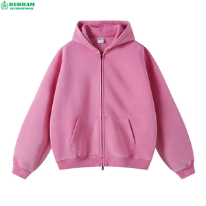 Sweat-shirts à capuche thermiques personnalisés avec fermeture éclair, 420 GSM, coupe classique, ourlet brut, broderies, fermeture éclair, 100% coton molletonné/éponge française - Product Image 5