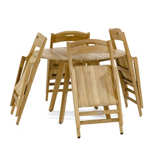 <b>Round</b> Teak Outdoor Dining <b>Table</b> Solid Wood <b>Patio</b> Garden <b>Table</b> 4 Seater - Product Image 4