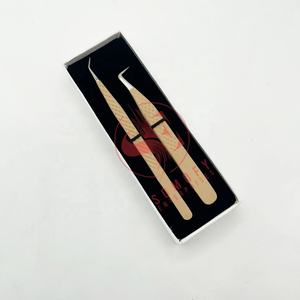 Pinzas para pestañas desnudas de volumen de 90 grados con logotipo personalizado gratis Pinzas para pestañas de Punta rápida de acero inoxidable Etiqueta privada de alta calidad - Product Image 2