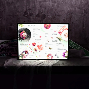 Oem ODM nhôm siêu mỏng dẫn hộp Đèn độ sáng cao chụp hình chữ nhật hình dạng dễ dàng treo quảng cáo bán lẻ áp phích trang trí - Product Image 1