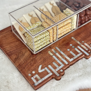 Modern Fruit Design MOP Inlay Wooden Tray with Acrylic Chocolate <b>Box</b> Luxury <b>Eid</b> Ramadan <b>Gift</b> Handcrafted From India - Product Image 4