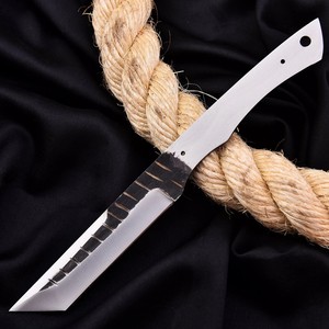 Kit de Cuchillo de Caza de Hoja Fija Personalizada de Acero al Carbono, Forjado de Espiga Completa, Estilo Tanto, con Hoja en Blanco para Bricolaje, Bisel OEM/ODM - Product Image 4