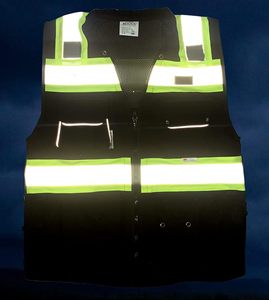 Reflective Safety Vest High Quality Low MOQ 100% Polyester Knitted and Mesh Comfortable Safety Vest Workwear <b>Black</b> Safety Vest - Product Image 1