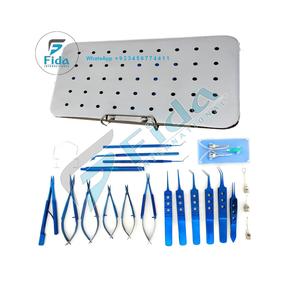 ชุดเครื่องมือผ่าตัดต้อกระจกแบบไมโครซิร์เจอร์ ฟิดา อินเตอร์เนชั่นแนล อาย แคทตารัคท์ บลู ไทเทเนียม 21 ชิ้น สำหรับการผ่าตัดต้อกระจก ใช้ซ้ำได้ - Product Image 5