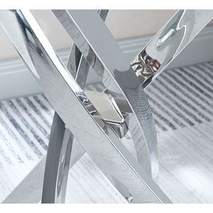 Tavolino da Caffè Moderno Rotondo in Vetro Temperato con Gambe Cromate - Product Image 6