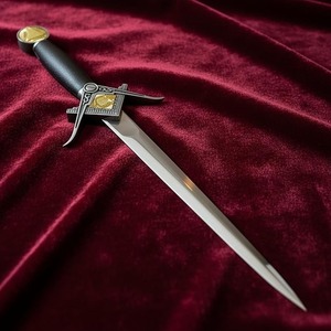 Épée courte maçonnique avec outils de travail et équerre et compas de franc-maçon - [Noir et Argent] - Product Image 5