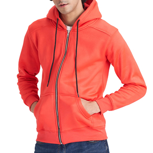 Sweat-shirt à capuche zippé pour homme, coupe classique, couleur unie, coton French Terry, décontracté, pour l'automne - Product Image 5
