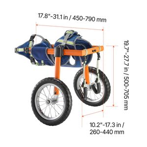 Carrozzina Manuale Leggera a 2 Ruote per Cani, Regolabile in Altezza, Larghezza e Lunghezza, Carrello Ammortizzato per Zampe Posteriori - Product Image 6