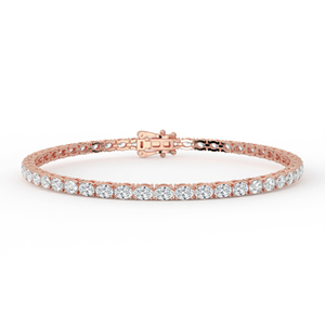 Pulsera de tenis POOJA DIAMOND con diamantes de corte ovalado delicado, oro de 14k y 18k, lujo clásico, con engaste de puntas laterales, certificado IGI - Product Image 2