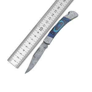 Damascus Steel Folding Knife Handmade Durable Patterned Steel Pocket Design Outdoor <b>Camping</b> Hiking Fishing Travel Utility <b>Tool</b> - Product Image 1