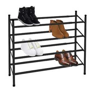 Durable 4 Tier Black Metal Shoe Rack Organizer with Multi Shelf Storage for Sneakers Boots and Dress Shoes - Product Image 1