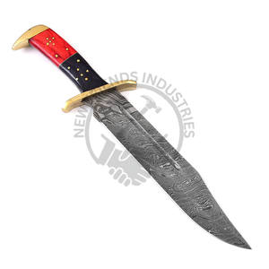 มีดโบวี่เหล็กดามัสกัสแบบปรับแต่งได้รุ่นใหม่ ด้ามไม้ คมกริบ เหมาะสำหรับตั้งแคมป์ เอาตัวรอด และล่าสัตว์กลางแจ้ง - Product Image 4