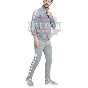 Men's Gray <b>Tracksuit</b> Full Zip Hoodie Pants Set Casual Sportswear Breathable Polyester Autumn Wear - Product Image 4