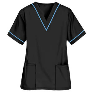 <b>Doctors</b> Unisex V-Neck Cotton Polyester Canvas Woven Scrub Uniform <b>Set</b> with Needle Detection Hospital Shirt Combo - Product Image 1