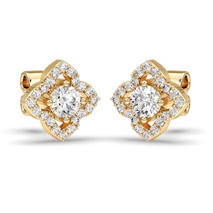 ต่างหูเพชรทรงกลมเพาะเลี้ยงในห้องปฏิบัติการ ดีไซน์ดอกไม้ ทอง 10K 14K 18K แพลตตินั่ม เงิน ต่างหูแบบติดหูทรงรัศมี เครื่องประดับสุดหรูสำหรับใส่ทุกวัน - Product Image 3