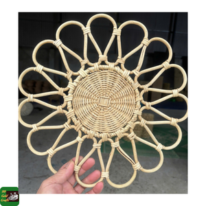Rattan Flower-shaped <b>placemat</b> Woven Natural Rattan Decor Mat for Dining Table Party Wedding Banquet Vietnam for Banquet Decor - Product Image 5
