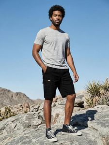 Shorts cargo décontractés pour homme en sergé de coton, avec cordon de serrage, style chino classique, extensibles, 6 poches - Product Image 5
