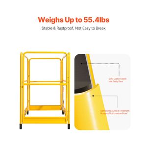 Barrière de sécurité pour échafaudage Baker de 6 pieds, capacité de charge de 55,4 lb, en acier au carbone, antirouille, longueur de 6 pieds - Product Image 6
