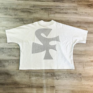 Camiseta de Algodón para Hombre con Logotipo Personalizado, de Alta Calidad, Estilo Urbano, con Pedrería, Corte Cuadrado y Manga Corta - Product Image 5