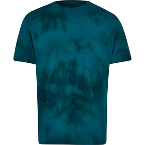 Nouveau t-shirt tie-dye vert foncé pour homme, t-shirt en coton tendance streetwear, haut décontracté à manches courtes pour l'été, style mode - Product Image 4