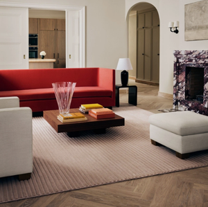 Tapis faits main en laine/soie tuftés à la main - Tapis écologiques à nœuds nordiques motif abstrait Rose Park, rembourrés, modernes pour la maison, le bureau et l'hôtel - Product Image 1