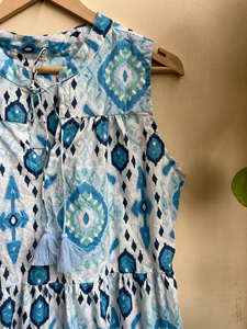 Vestido de Verano 2026, Estilo Vintage, Estampado Floral de Algodón Ikat, con Mangas, para Mujer, Bordado, Maxi, con Detalle de Borlas - Product Image 3