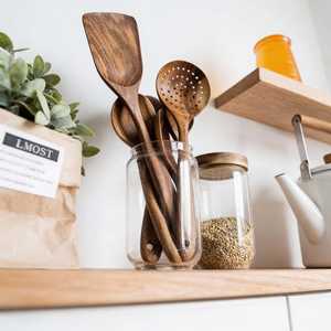 Cuillère en bois multifonctionnelle, faite à la main, pour servir, mélanger et cuisiner - Product Image 3