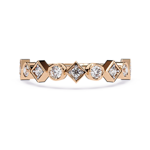 แหวนเพชรทรงกลมแบบคลาสสิกเรียบง่ายสำหรับผู้หญิง ทองคำแท้ 14k สามารถสวมซ้อนกันได้ เหมาะสำหรับเป็นของขวัญ งานหมั้น วันครบรอบแต่งงาน - Product Image 5