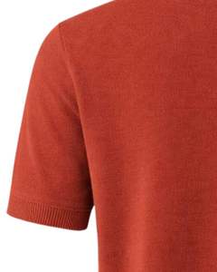 Customized Rust <b>Orange</b> Men Knit <b>Polo</b> Shirt Short Sleeve Ribbed Hem Slim Fit Casual Cotton Blend Plain Design Custom Manufacturer - Product Image 4