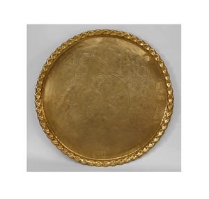 Assured Quality Gold Plated Rectangular Decorative Tray With Handle Glam Abstract Design Single Piece - Product Image 2