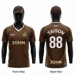 180 GSM Premium Polyester Mesh <b>Cricket</b> Jersey <b>White</b> Navy Blue Gold Heat-Transfer Custom Logo Anti-Bacterial Breathable UV - Product Image 4
