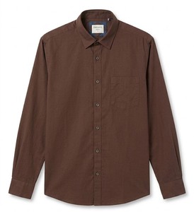 Enovate Men's Double Breasted Solid Color Long Sleeve Casual Shirt Turn-<b>down</b> Collar Breathable Poplin Cotton ODM Summer Wear - Product Image 1