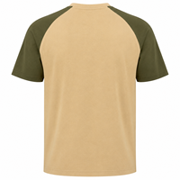 T-shirt Raglan Homme Personnalisé 220 GSM 100% Coton, Col Rond en Jersey Simple 1x1 Côtelé, Tee-shirt Streetwear OEM
