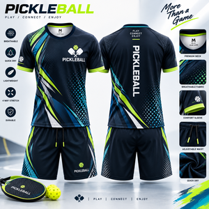 Conjunto de Pantalones Cortos y Camiseta de Pickleball Personalizados Premium, 100% Poliéster, Anti-UV, de Secado Rápido, Cintura Elástica, para Equipos, Clubes, Academias y Deportes - Product Image 1