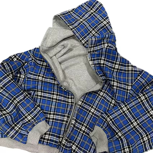Custom Retro Checkered Patchwork Design <b>Cardigan</b> Reversible Hoodie Sweatshirt Men Oversized Street <b>Zip</b> <b>up</b> Hoodie - Product Image 2