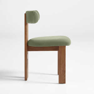 Chaise de salle à manger d'intérieur moderne en bois recyclé massif naturel de haute qualité, design durable, coussin imperméable en olive pour restaurant - Product Image 1