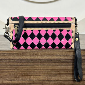 Nueva llegada al por mayor mano Tooled a cuadros de cuero bandolera Mini bolso de mano para las mujeres de lujo personalizado cartera larga monedero - Product Image 5