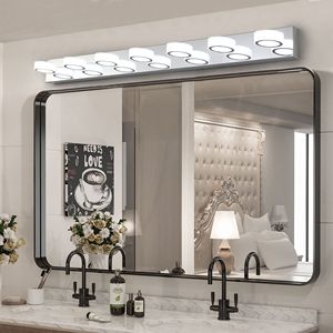 52\" Modern 7-<b>Light</b> LED Vanity <b>Light</b> Fixture <b>Chrome</b> Finish with Energy Efficient Acrylic Shades Dimma Bathroom <b>Wall</b> Sconce - Product Image 1