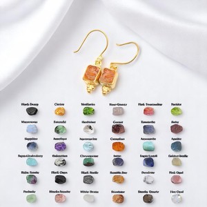 Pendientes colgantes rectangulares de granate en bruto de 5x7 mm – Joyería artesanal de piedras preciosas naturales - Product Image 3