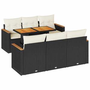 Ensemble de canapés de jardin en polyrotin noir réglable avec grandes pieds, mobilier d'extérieur confortable - Product Image 2