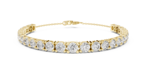 <b>Solid</b> Gold Bangle Chain Hybrid <b>Bracelet</b> with Round Diamonds - Product Image 2