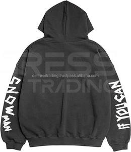 Ropa informal de calle para hombre, Jersey de algodón 100%, sudadera con cremallera completa y capucha con mangas largas y estampado de abullonado - Product Image 1