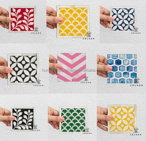 Humran Export From India Mejor precio Real Camel Bone Inlay Design Glass Coaster Mats & Pads con calidad superior - Product Image 1