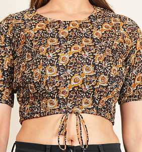 Chemisier en coton à imprimé floral couleur moutarde pour femme – Haut confortable et respirant, élégant et formel pour l'été - Product Image 2