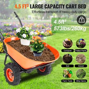 Carriola Elettrica da 500W con Capacità di 7 Metri Cubi Carrello da Giardino Pieghevole con Capacità di Carico di 255 kg, Serbatoio d'Acqua da 100L, Manico in Metallo - Product Image 5