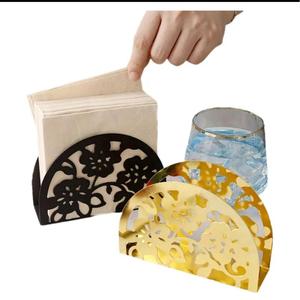 Table Decor Laser Cutting Floral Design <b>Tissue</b> Stand For Restaurants Easy Portable Metal Napkins Holder Stand Black Finish - Product Image 3