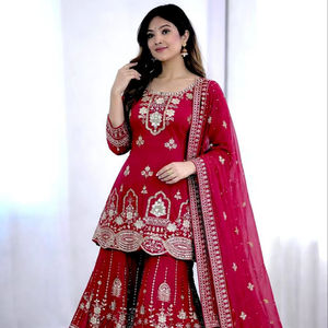 Colección de Vestidos Modernos de Diseño Étnico Indio Bollywood para Mujer, Traje Sharara Gharara con Bordado Intenso, Nuevo Look Festivo Salwar - Product Image 1