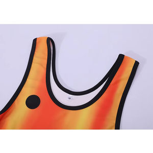 Men's Sublimated Wrestling Singlet Gradient Color Print Moisture Wicking <b>Polyester</b> Fitted Sleeveless All Seasons Apparel - Product Image 2