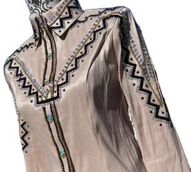 Vêtements de spectacle Western personnalisés avec strass placés à la main et tissu taffetas extensible brodé - Product Image 2